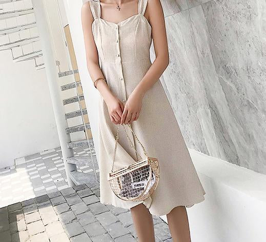 2018 VINTAGE HIGH-WAIST BOW LONG DRESS