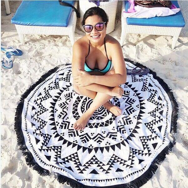 Hot Sale tassel beach towel sun shawl Variety scarf yoga cushion Mat