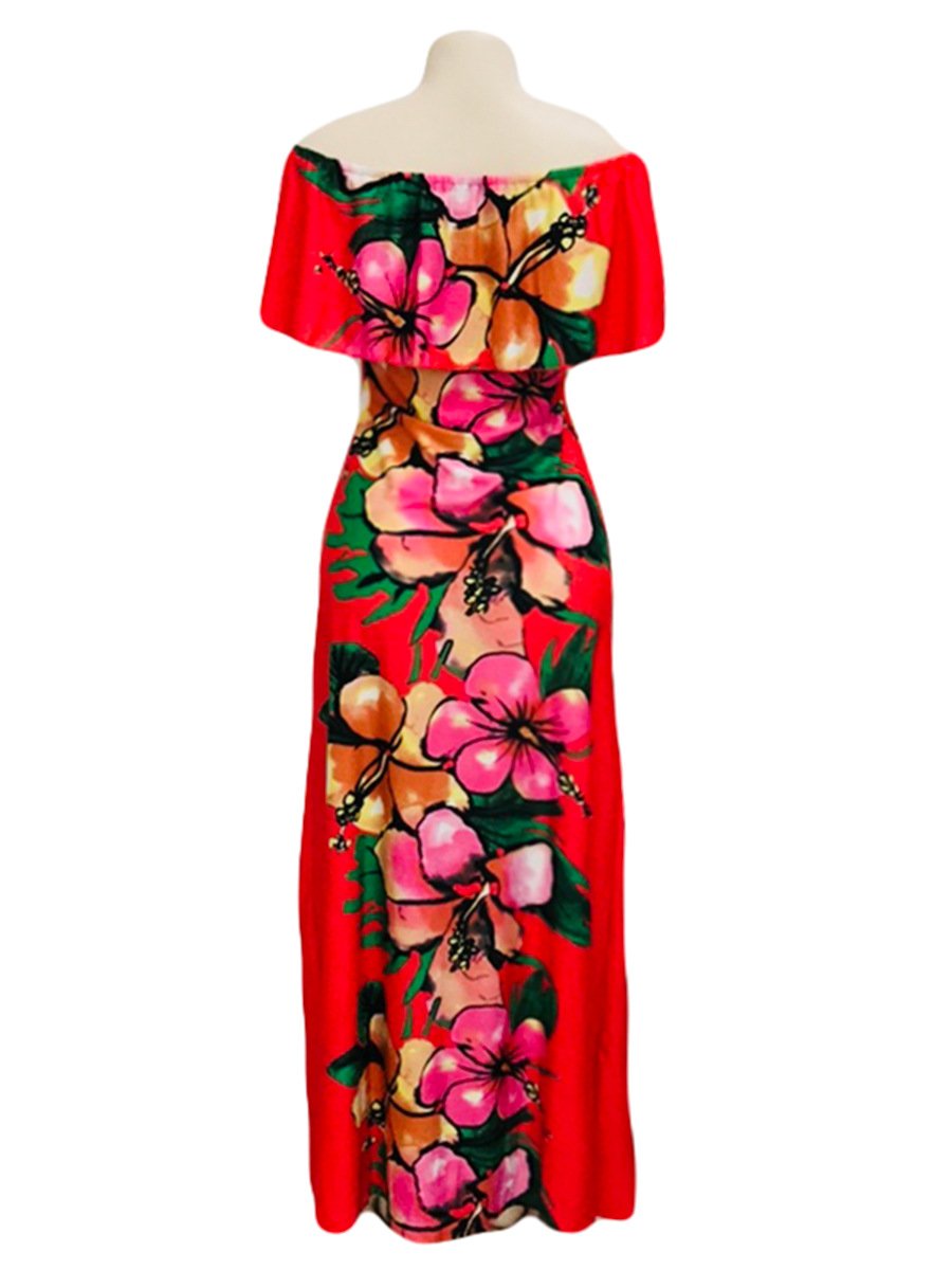 Explosions A Word Collar Wrapped Chest Women's Shoulder-length Printed Dress