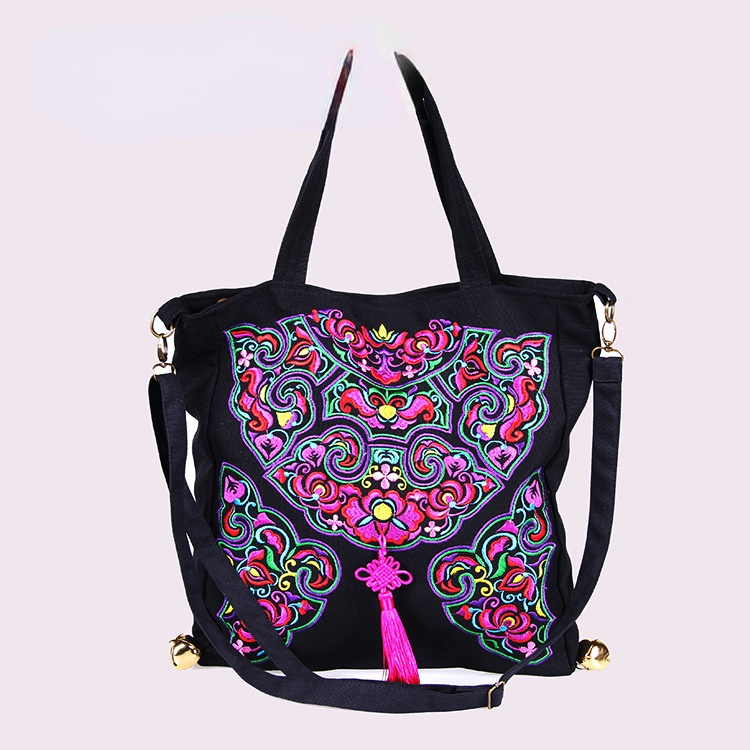 National Embroidery Portable Shoulder Bag Slung Female Bag Canvas Fashion Casual Bag
