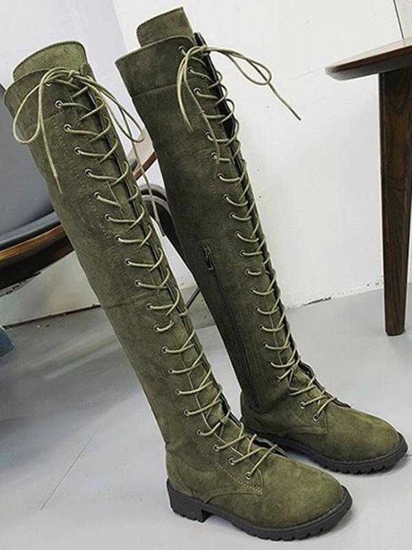Winter Solid Bandage Over-the-knee Boots