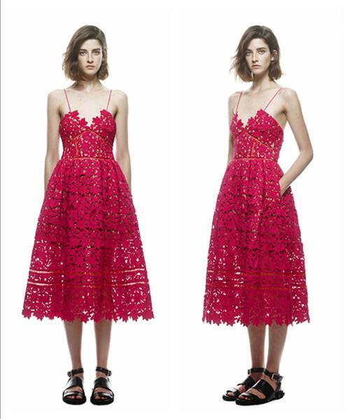 Sexy Summer Spaghetti Strap Hollow Midi Dress