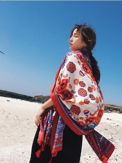 Bohemian Sun Flower Beach Towel Sunscreen Shawl Scarf