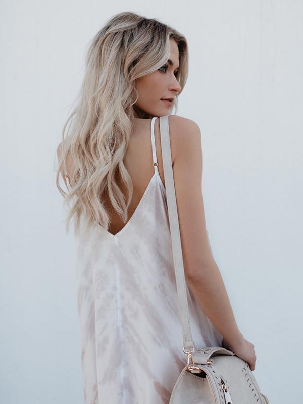 Spaghetti Strap Print Beach Maxi Long Dress