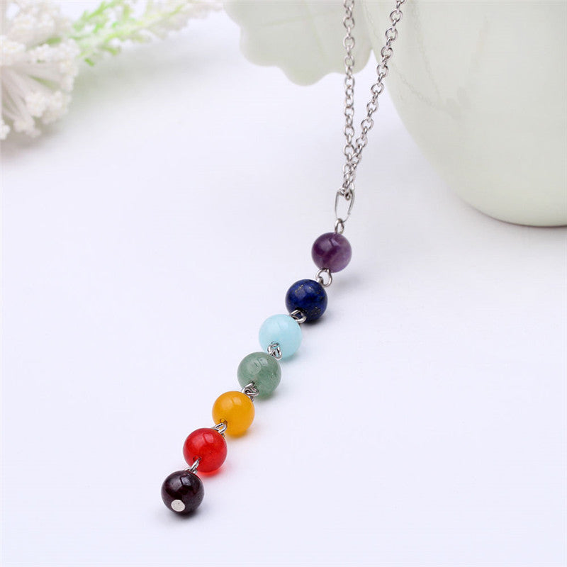 7 Chakra Gem Stone Beads Pendant Necklace Women Yoga Reiki Healing Balancing Maxi Chakra Necklaces Bijoux Femme Jewelry