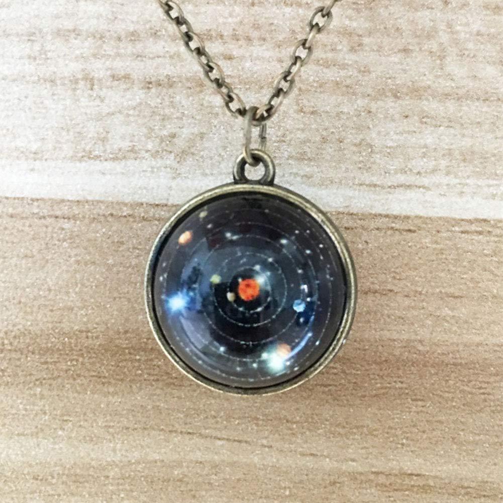 Universe Solar System Pendent Double-Sided Glass Ball Necklace