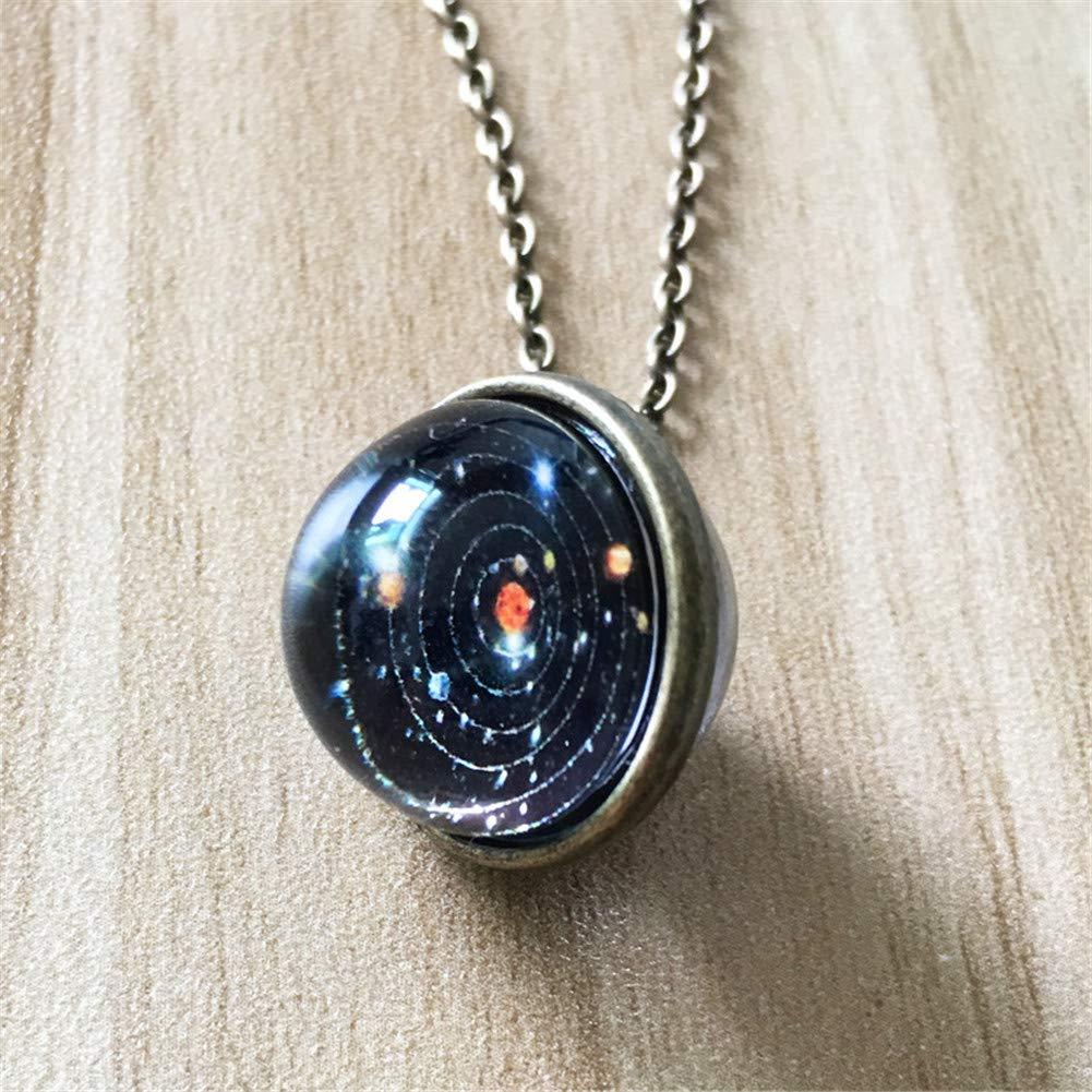 Universe Solar System Pendent Double-Sided Glass Ball Necklace