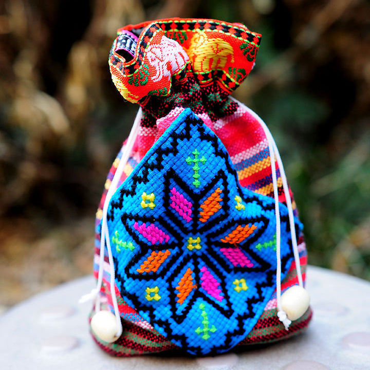 Ethnic Embroidery Bags Hand-woven Cross-stitch Mini Slung Bag Mobile Phone Bag Girl