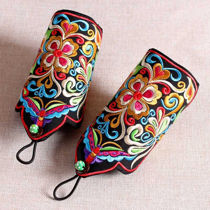Ethnic style embroidery triangle bracelet warm fingerless gloves retro style embroidery trend