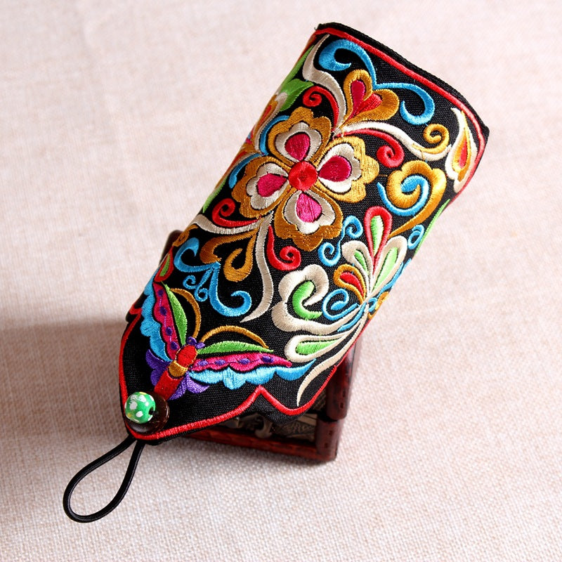Ethnic style embroidery triangle bracelet warm fingerless gloves retro style embroidery trend