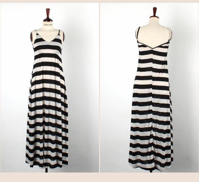 Sexy Stripe Sleeveless Bohemia Beach Maxi Dress