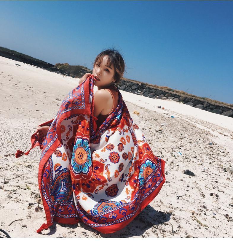 Bohemian Sun Flower Beach Towel Sunscreen Shawl Scarf