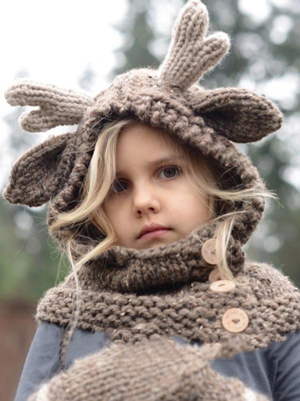 Super Cute Knitted Elk Single Button Hat Glove Accessories