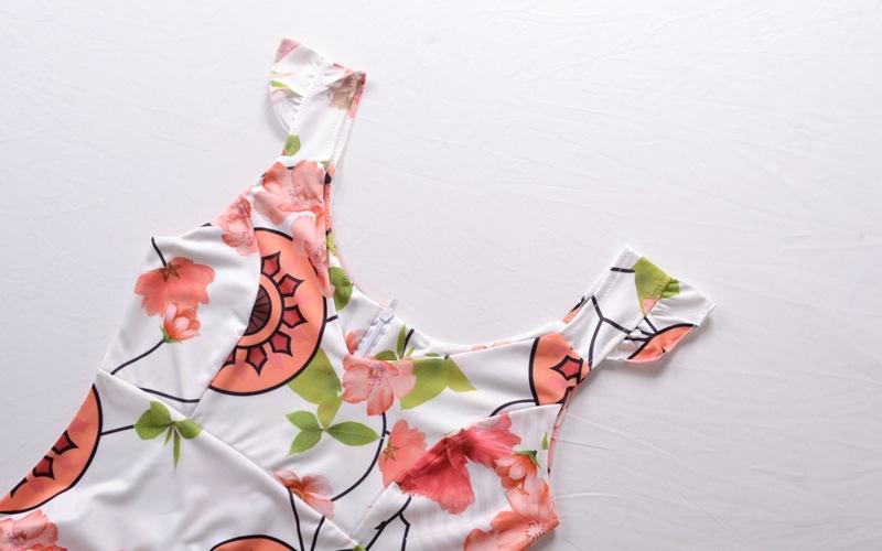 Sexy V-neck Floral Printed Chiffon Mermaid Maxi Dress