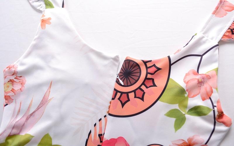 Sexy V-neck Floral Printed Chiffon Mermaid Maxi Dress