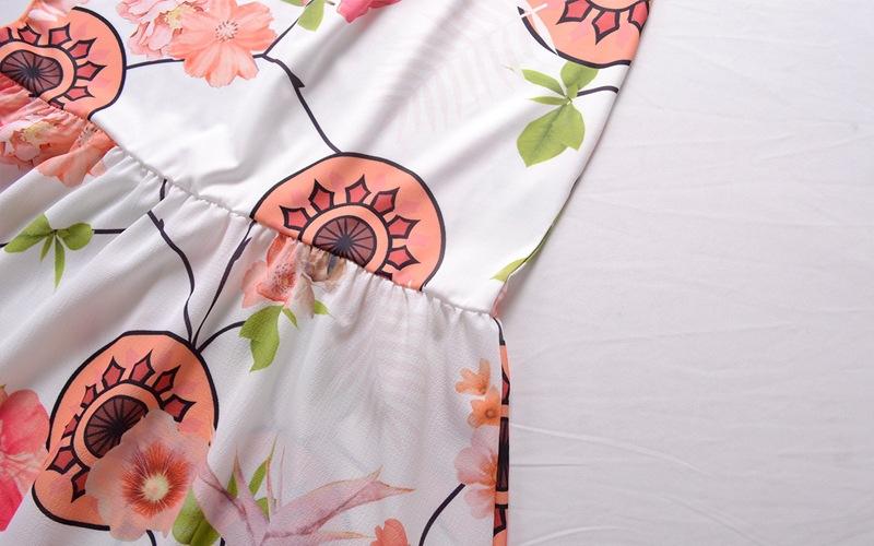 Sexy V-neck Floral Printed Chiffon Mermaid Maxi Dress