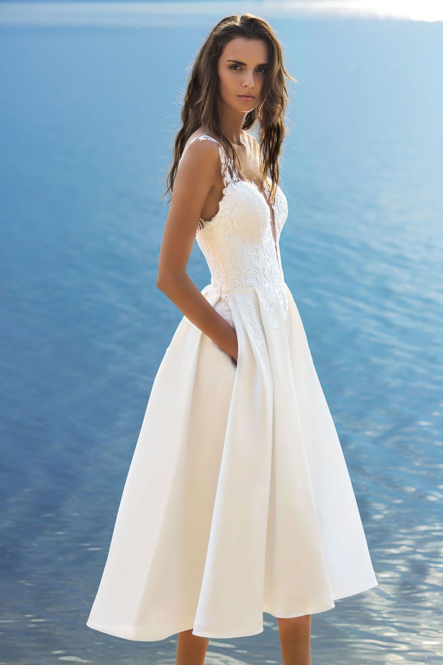 Summer Sexy V-Neck Sling Solid Color White Dress