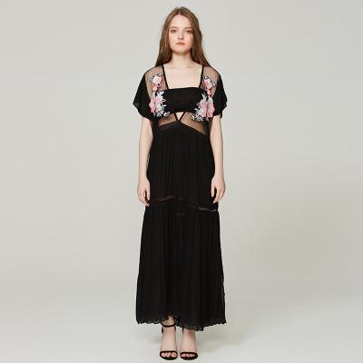 Bohemian High Waist Petal Sleeve Deep V Neck Maxi Dress