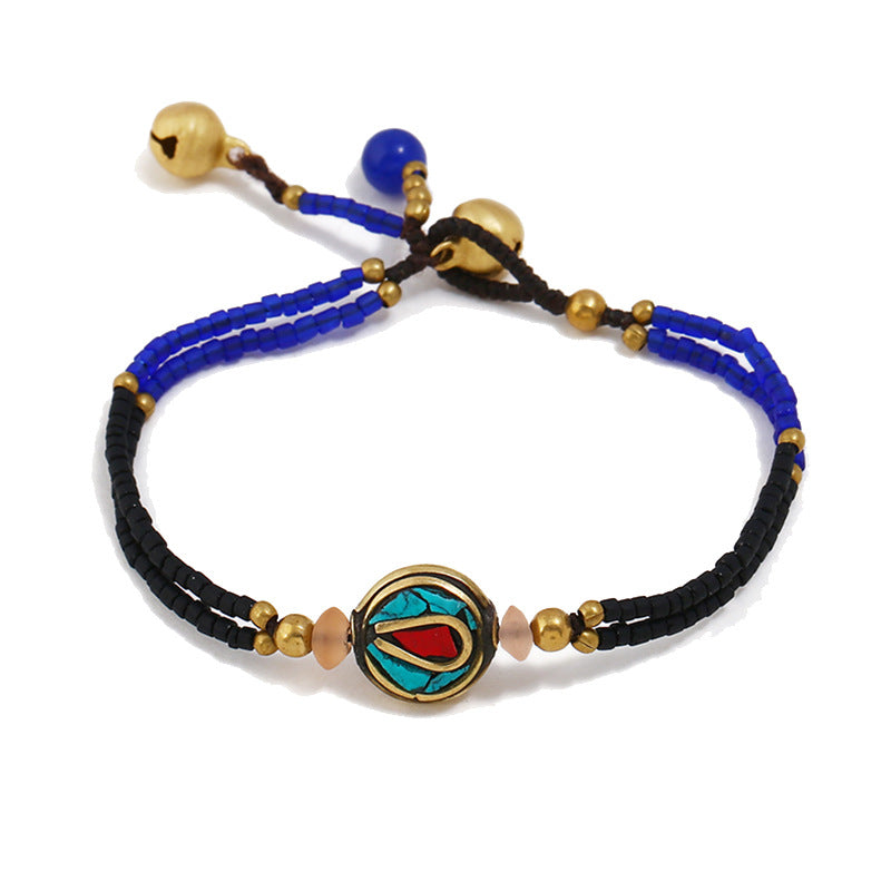 Bohemian style full of sincere jewelry Nepal beads frosted stone simple multicolor beaded hand-woven bracelet