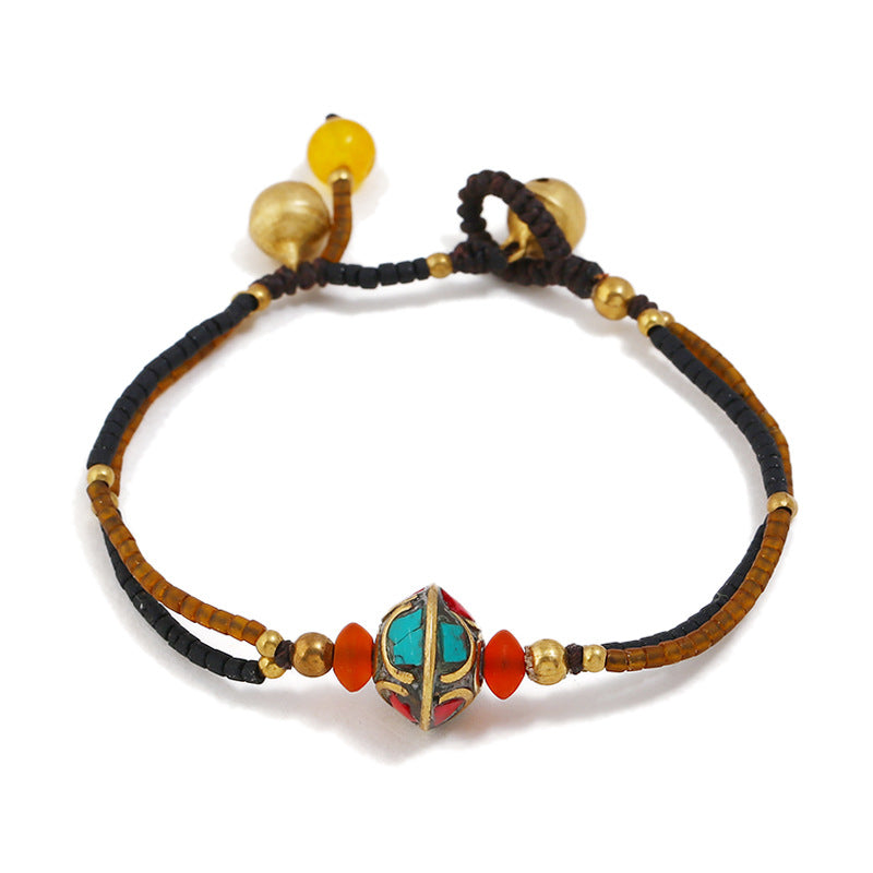 Bohemian style full of sincere jewelry Nepal beads frosted stone simple multicolor beaded hand-woven bracelet