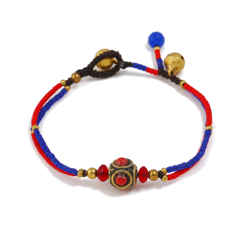 Bohemian style full of sincere jewelry Nepal beads frosted stone simple multicolor beaded hand-woven bracelet