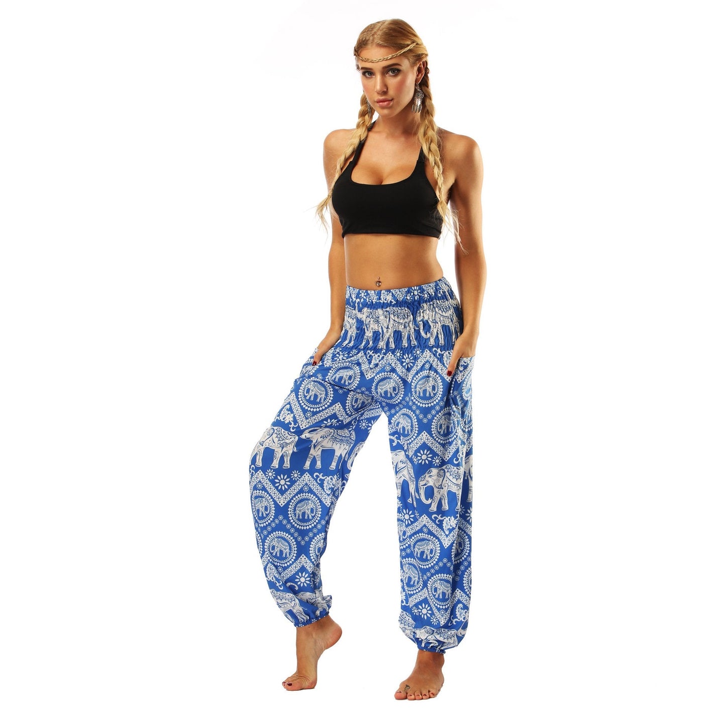 National Style Nepal dot seaside loose wide-legged casual pants fitness exercise yoga lantern pants women 5