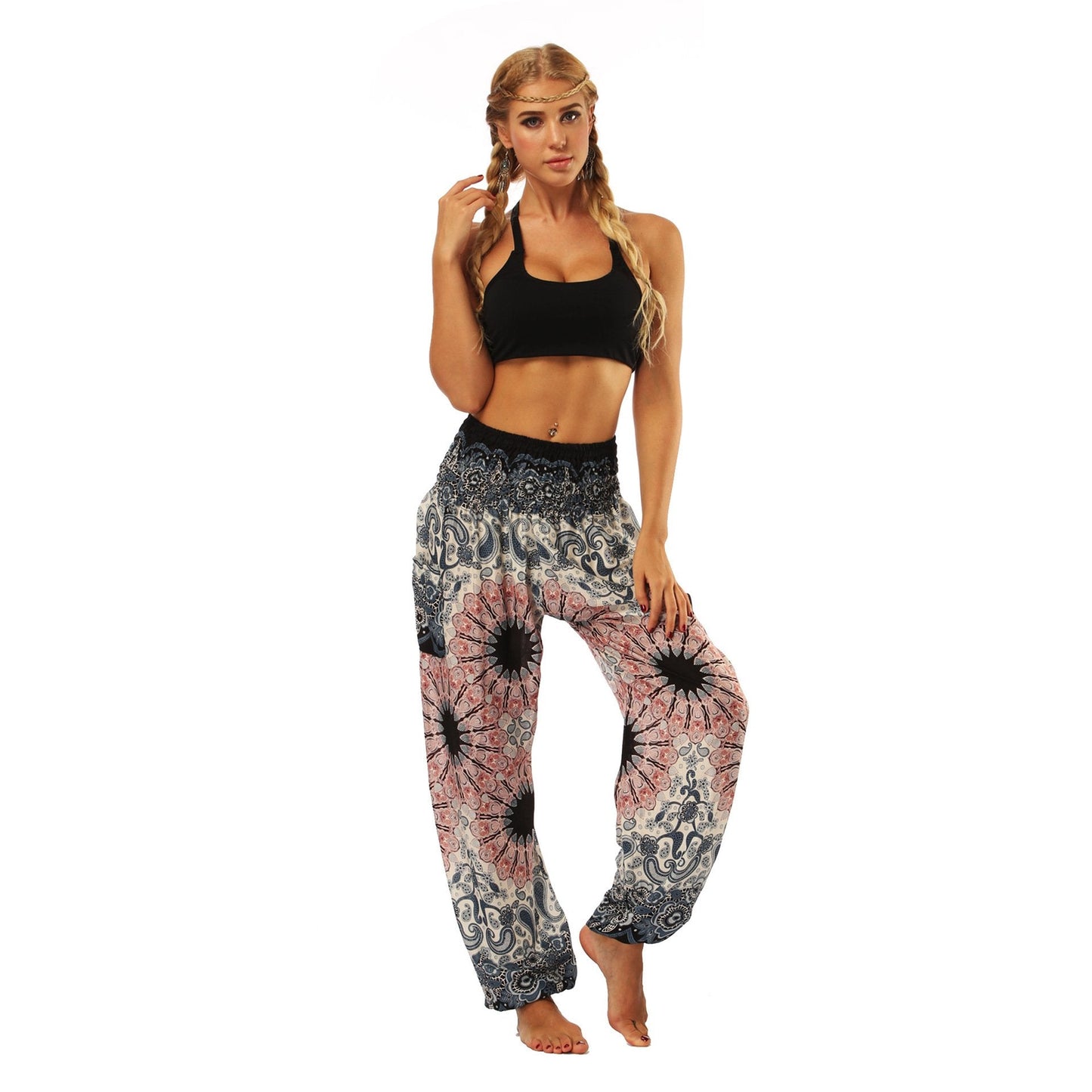 National Style Nepal dot seaside loose wide-legged casual pants fitness exercise yoga lantern pants women 5