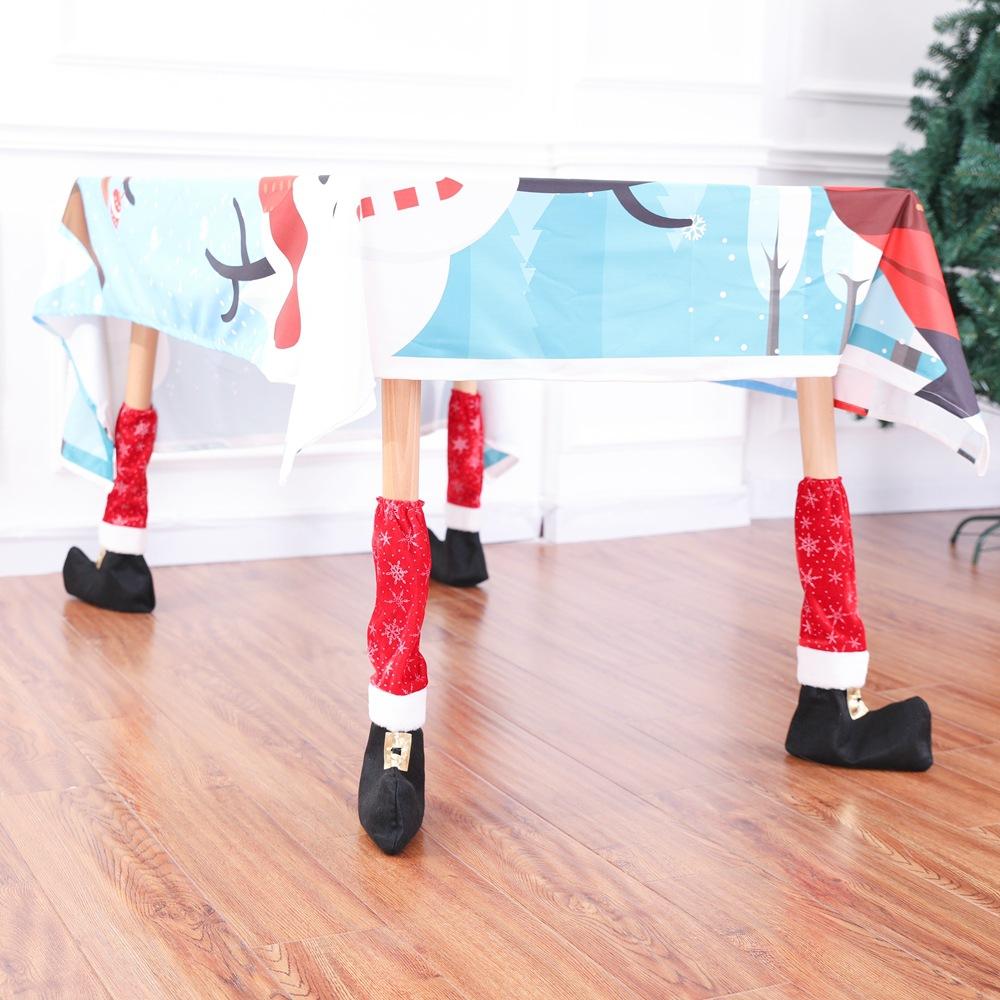 4Pcs Christmas Table Leg Covers Chair Socks Santa Feet Shoes
