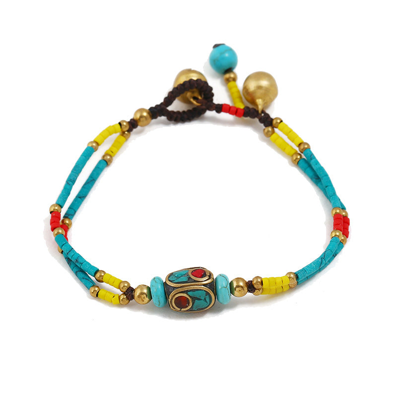 Bohemian style full of sincere jewelry Nepal beads frosted stone simple multicolor beaded hand-woven bracelet