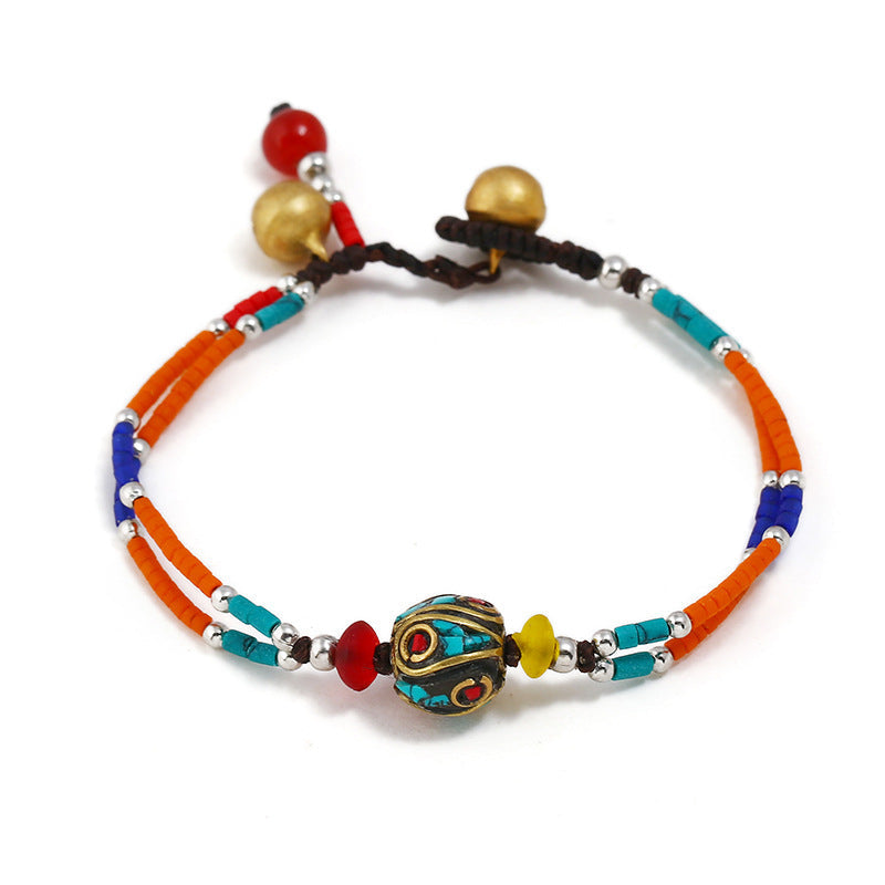 Bohemian style full of sincere jewelry Nepal beads frosted stone simple multicolor beaded hand-woven bracelet