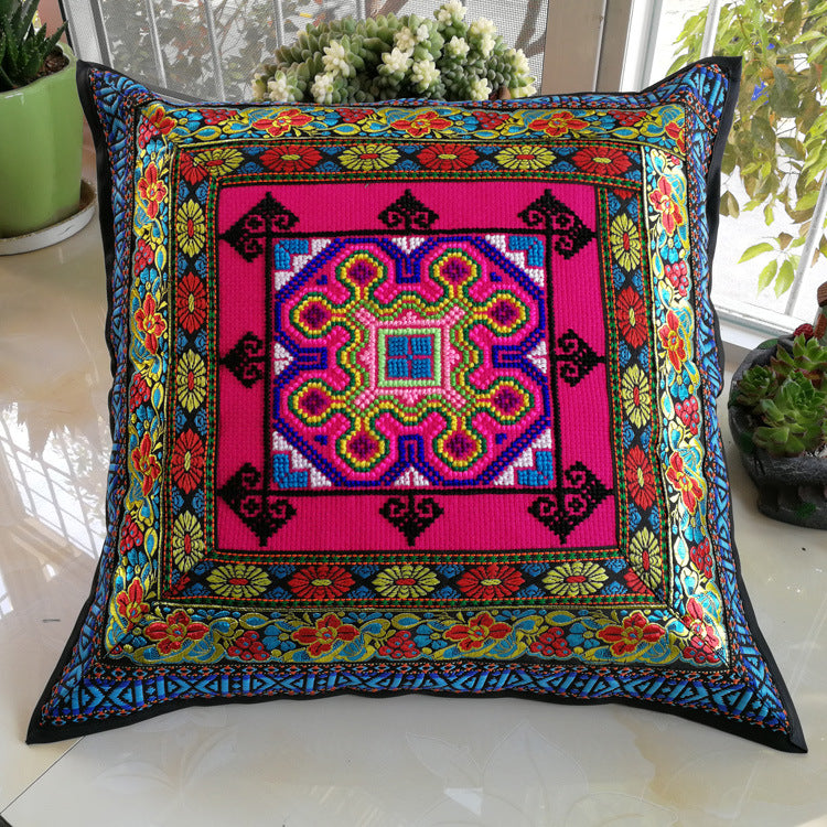 Vintage ethnic cushioned dining cushion features fabric hand-embroidered sofa cushion