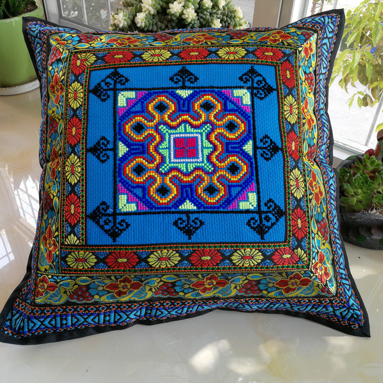 Vintage ethnic cushioned dining cushion features fabric hand-embroidered sofa cushion