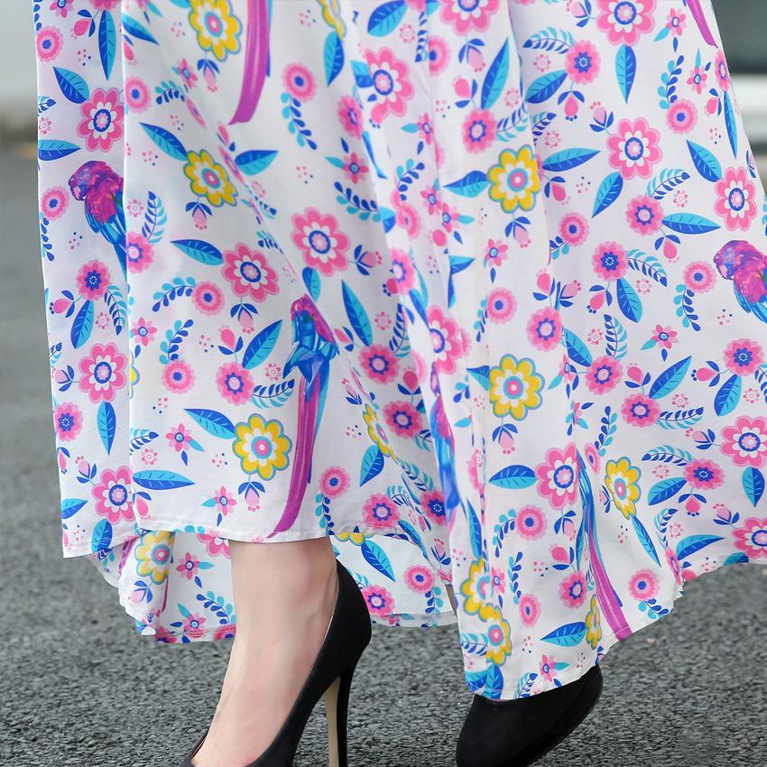 Elegant Printed V Neck Batwing Sleeve High Waist Maxi Long Dress