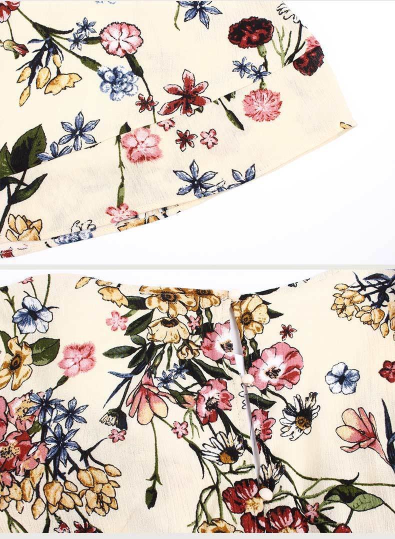 Floral Print V Neck Long Sleeve High Waist Rompers