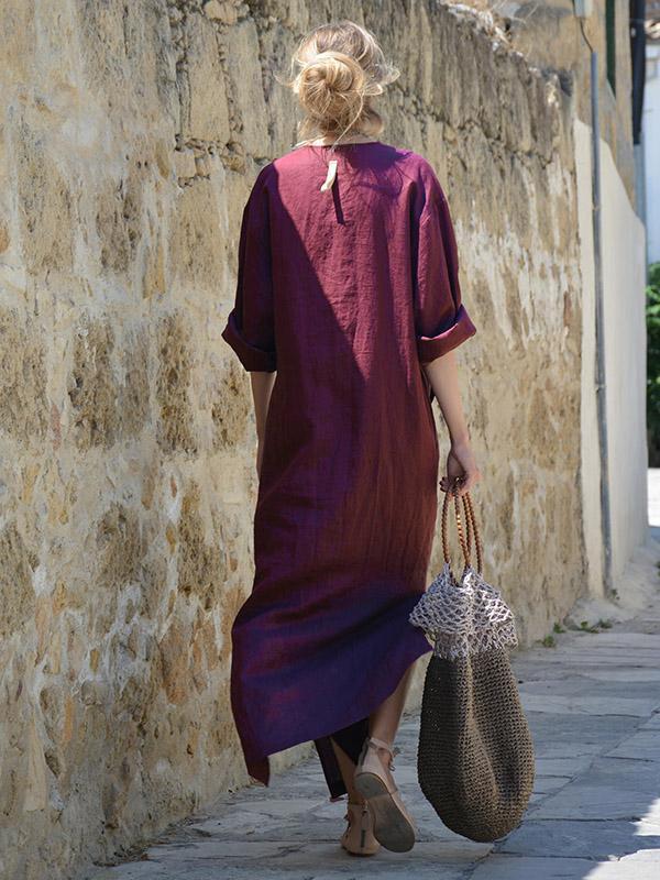 Solid Color Side Split Maxi Long Dress