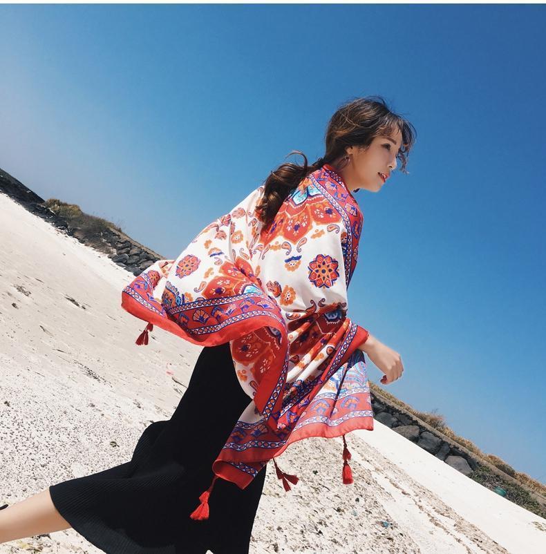 Bohemian Sun Flower Beach Towel Sunscreen Shawl Scarf