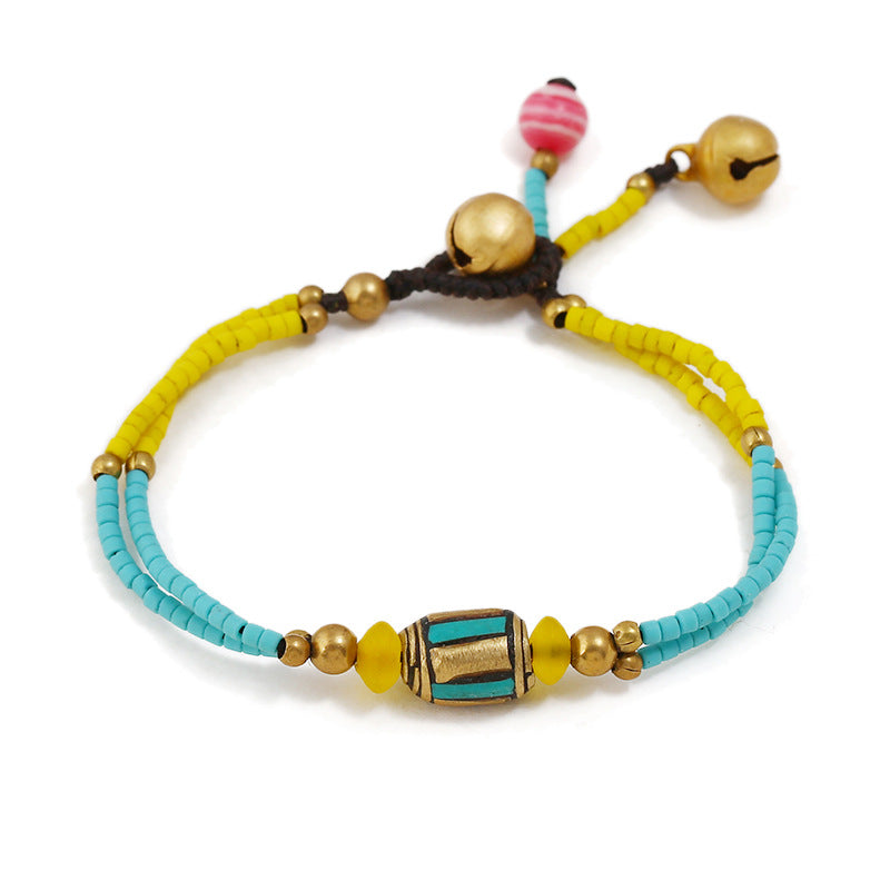 Bohemian style full of sincere jewelry Nepal beads frosted stone simple multicolor beaded hand-woven bracelet