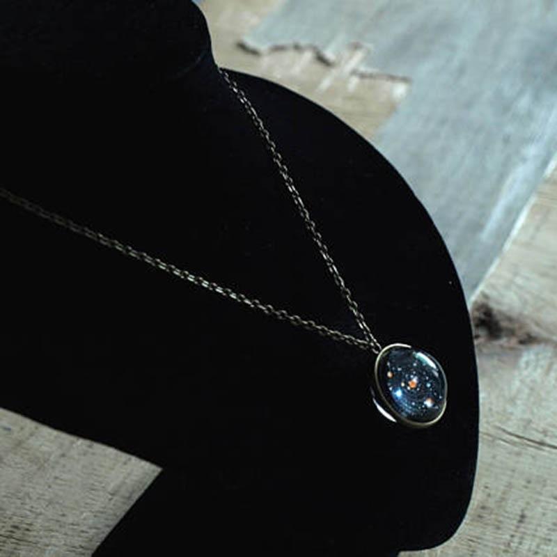 Universe Solar System Pendent Double-Sided Glass Ball Necklace