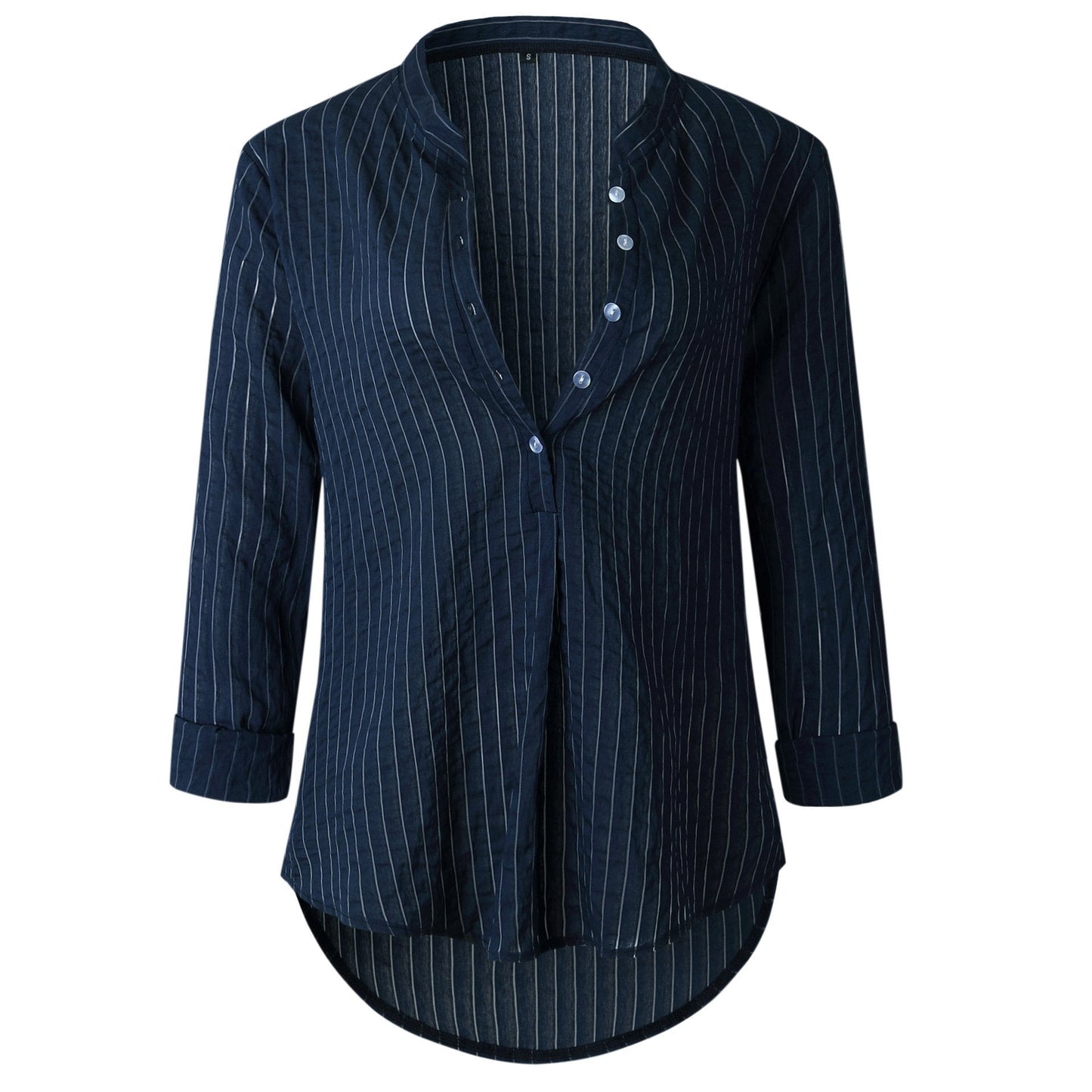 Fashion Button V-Neck Long Sleeve Blouse Shirt