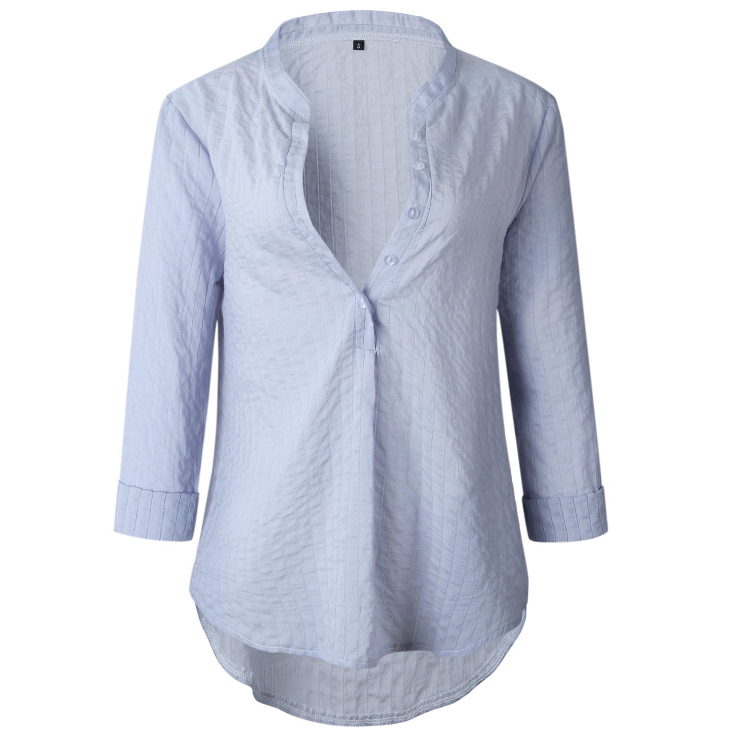Fashion Button V-Neck Long Sleeve Blouse Shirt