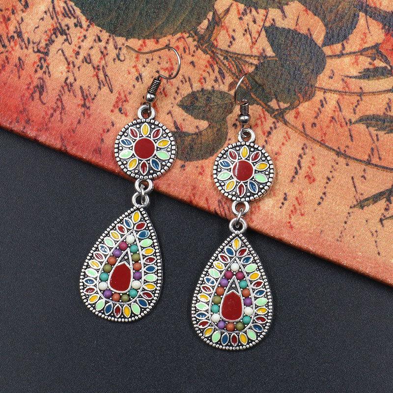 Colorful Inlaid Rice Beads Drop Earrings