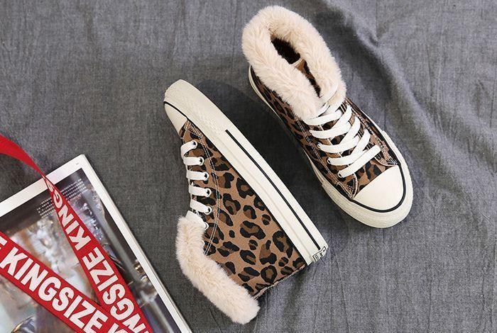 Winter High-Top Leopard Print Wild Warm Snow Boots