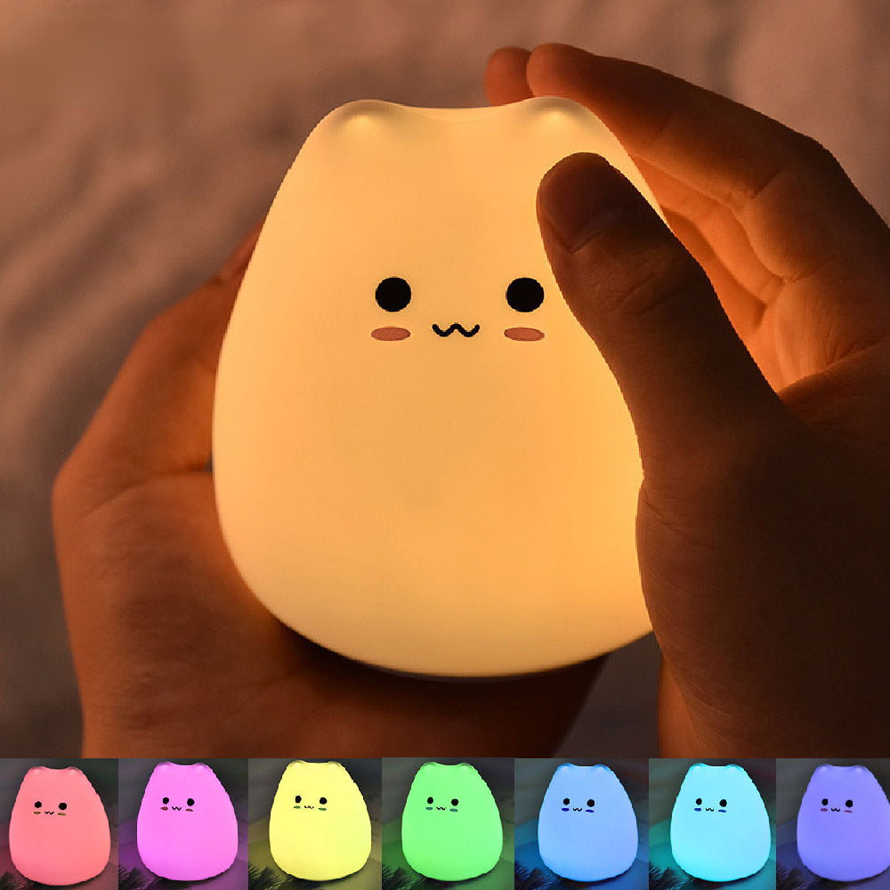 LED Night Lamp Touch Sensor Cat Silicone Animal Light Colorful Child Holiday Gift Sleepping Creative Bedroom Desktop Decor Lamp