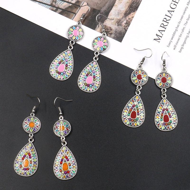 Colorful Inlaid Rice Beads Drop Earrings
