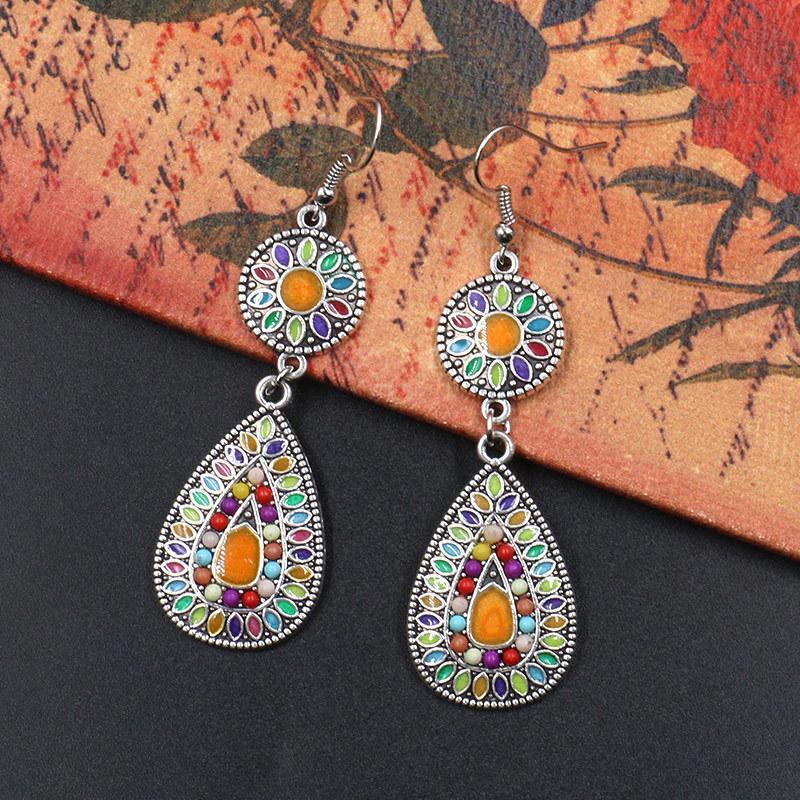 Colorful Inlaid Rice Beads Drop Earrings