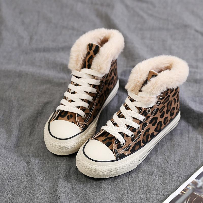 Winter High-Top Leopard Print Wild Warm Snow Boots
