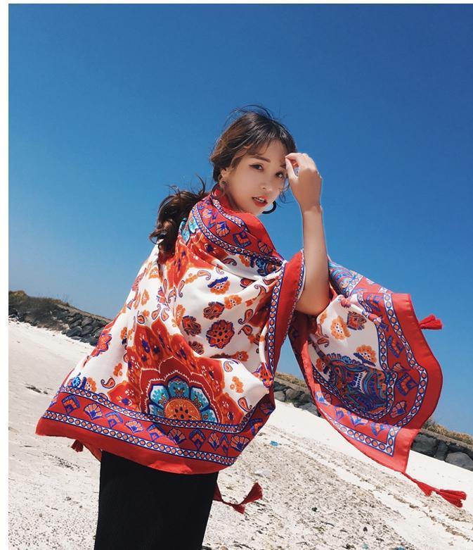 Bohemian Sun Flower Beach Towel Sunscreen Shawl Scarf