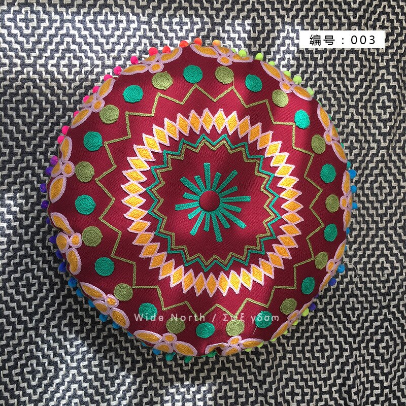 Bohemian Tatami Cushion Cute Pillow Fluffy Pillow Embroidered Futon Chair Cushion Round Tassel with Core Pillow Decorative