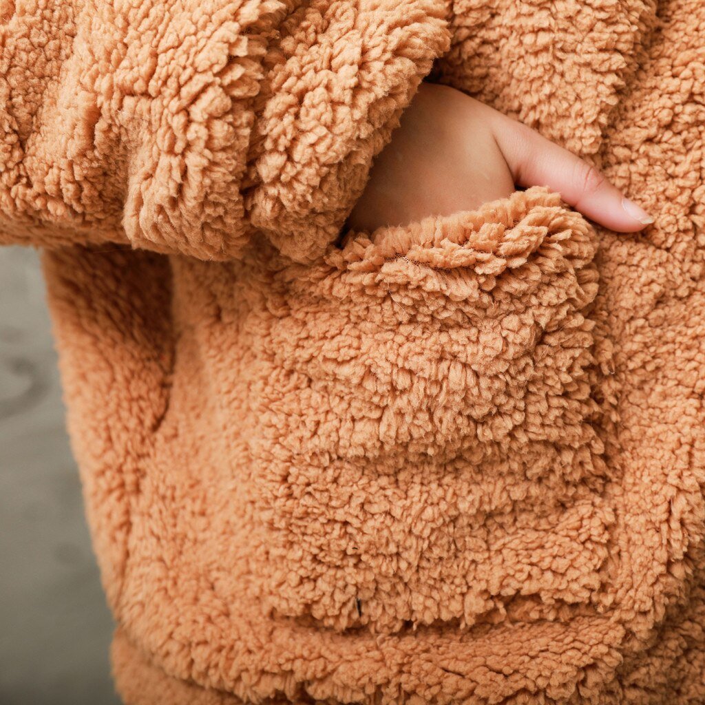 Women's Warm Faux Fur Loose Plush Scarf Coat Casual Solid Outwear Jackets With Pockets