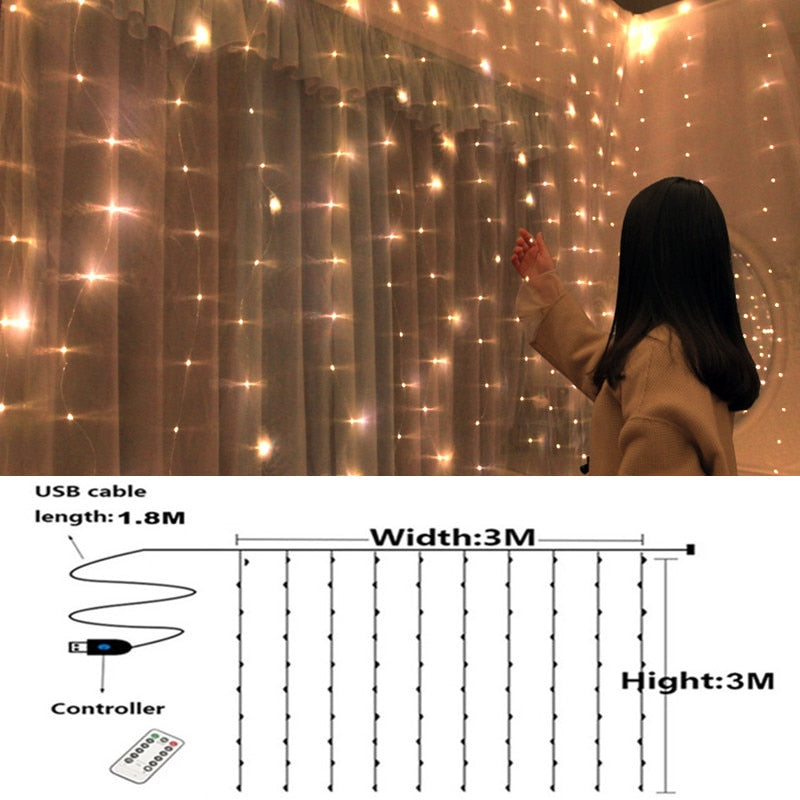 Christmas Decorations for Home 3m Curtain String Light Flash Fairy Garland Home Decor Navidad 2021 Xmas Decoration New Year 2022
